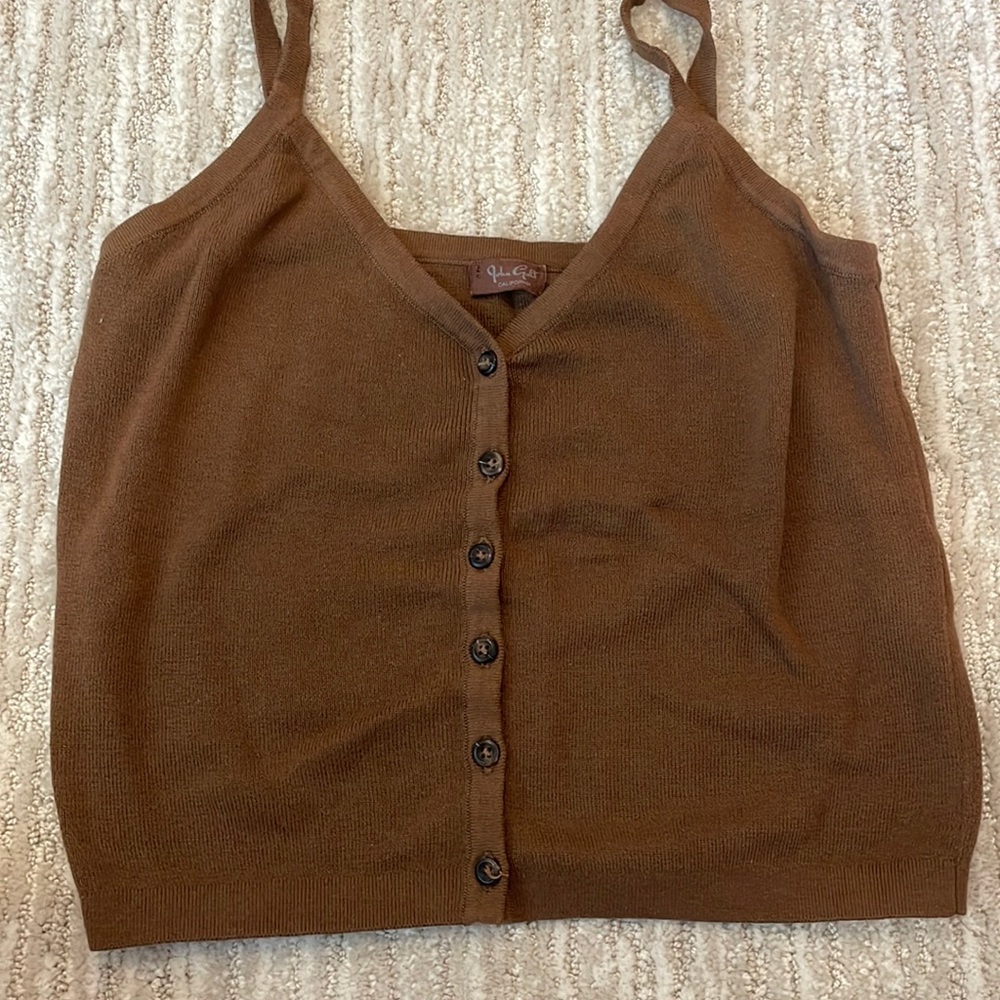 John Galt brown button up tank